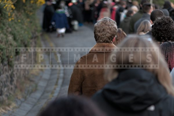 Edinburgh - People waiting in line to enter the Calton Hill grounds