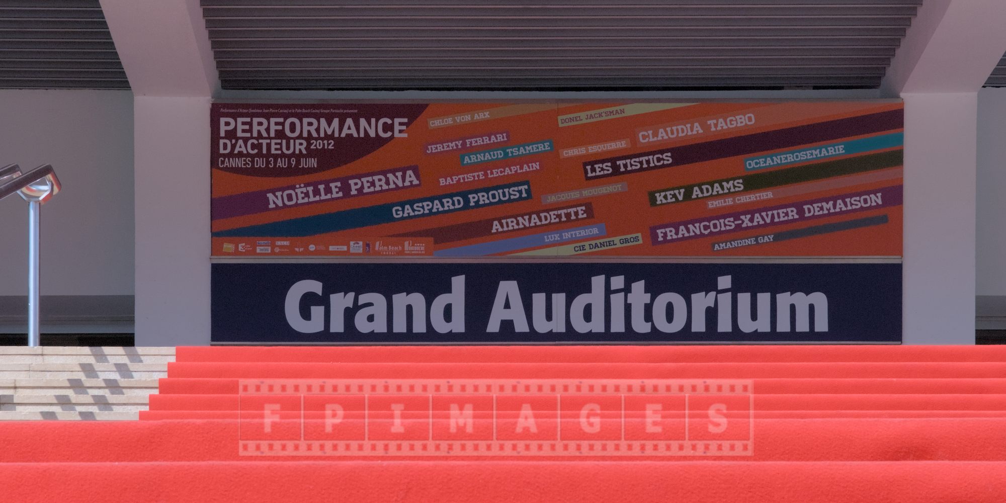 Red carpet leading to Grand Auditorium in Cannes, France